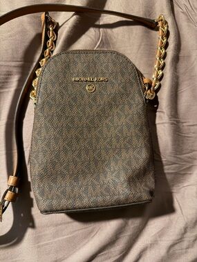 Michael Kors “Jet Set’ Brown Logo Crossbody Bag